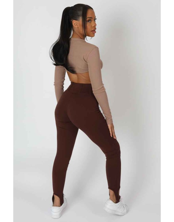 Scoop Stirrup Corset Legging Chocolate