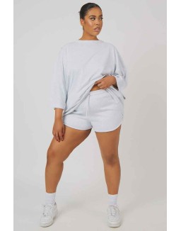 Curve Exposed Seam Oversized T Shirt Oatmeal Marl