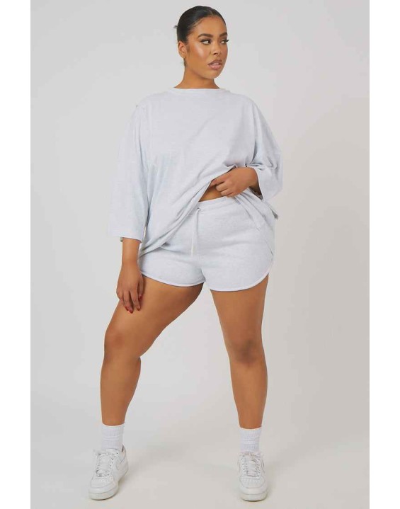 Curve Exposed Seam Oversized T Shirt Oatmeal Marl