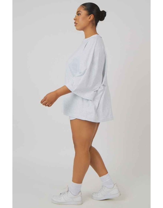Curve Exposed Seam Oversized T Shirt Oatmeal Marl