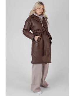 Padded Pu Trench Chocolate