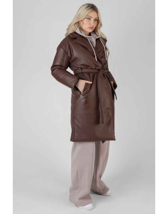 Padded Pu Trench Chocolate