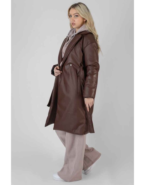 Padded Pu Trench Chocolate
