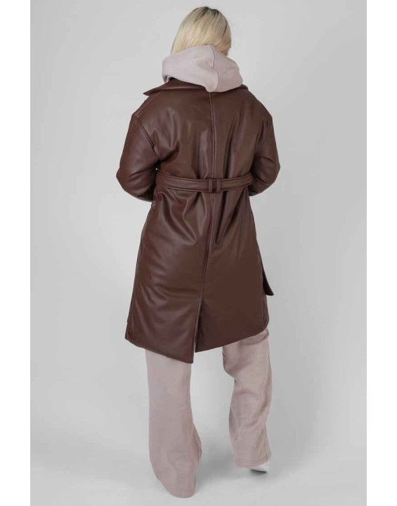 Padded Pu Trench Chocolate