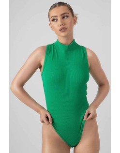 High Neck Racer Back Bodysuit Green