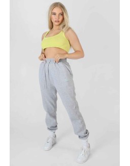 Raw Hem Scoop Neck Crop Top Lime