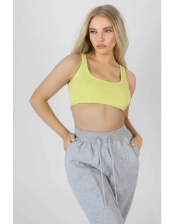 Raw Hem Scoop Neck Crop Top Lime