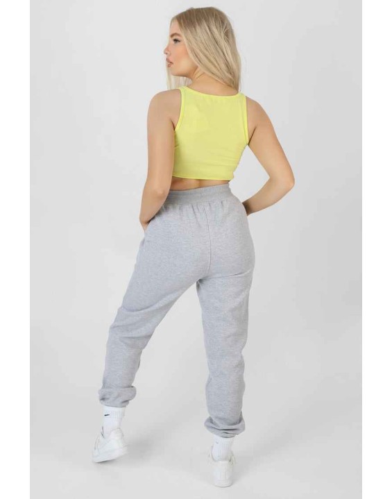 Raw Hem Scoop Neck Crop Top Lime