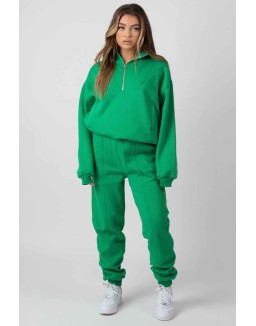 Oversized Fit Seam Front 90S Joggers Green