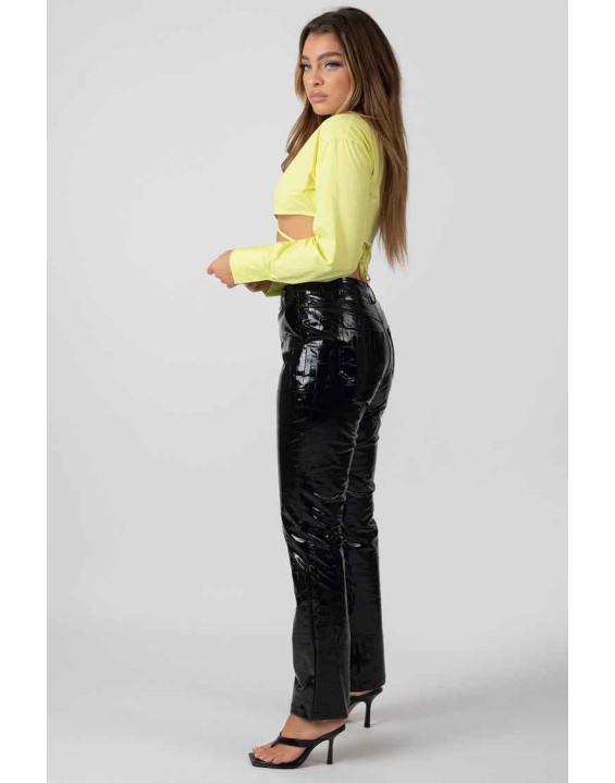 Wrap Poplin Cropped Shirt Lime