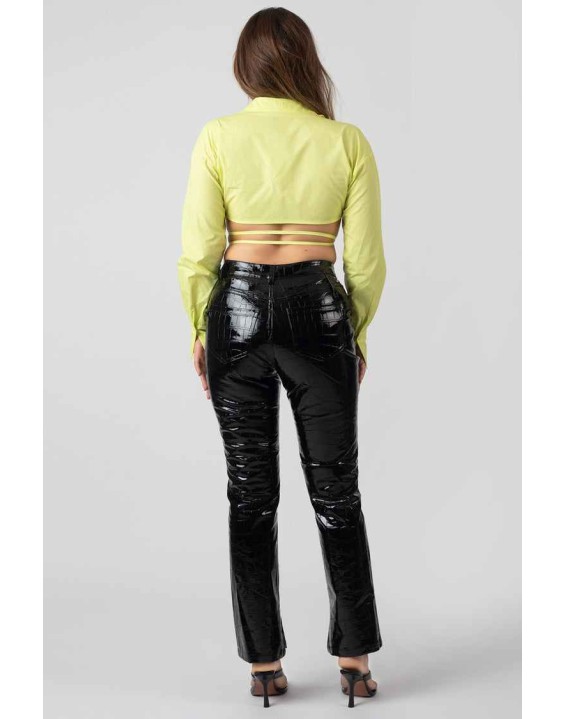 Wrap Poplin Cropped Shirt Lime