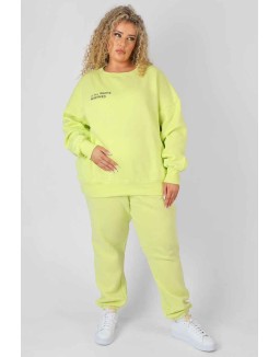 Curve Text Detail Oversized Sweat Lime