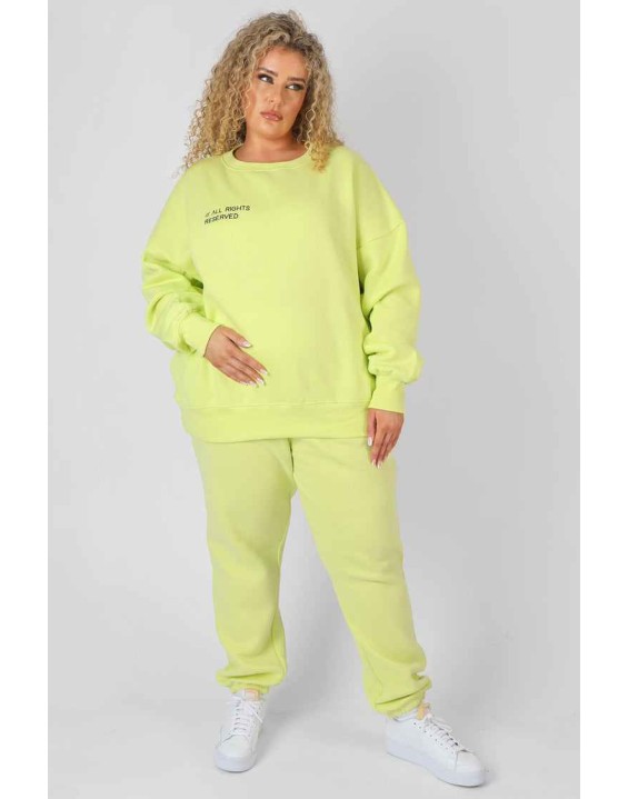 Curve Text Detail Oversized Sweat Lime