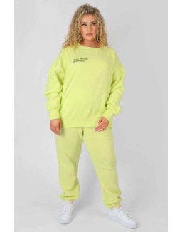 Curve Text Detail Oversized Sweat Lime