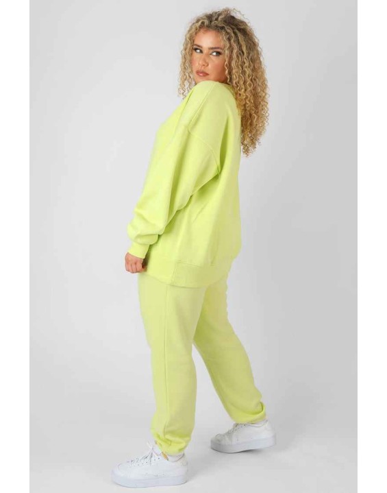 Curve Text Detail Oversized Sweat Lime