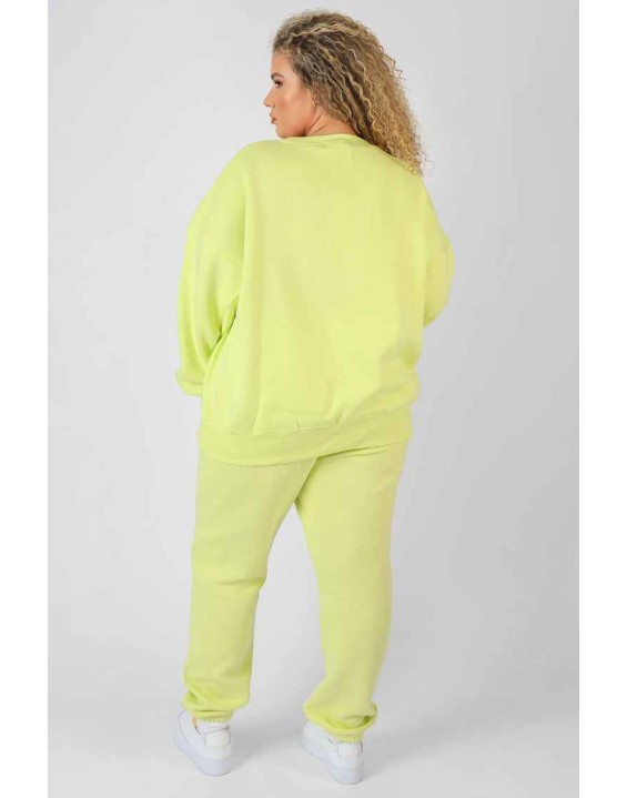 Curve Text Detail Oversized Sweat Lime