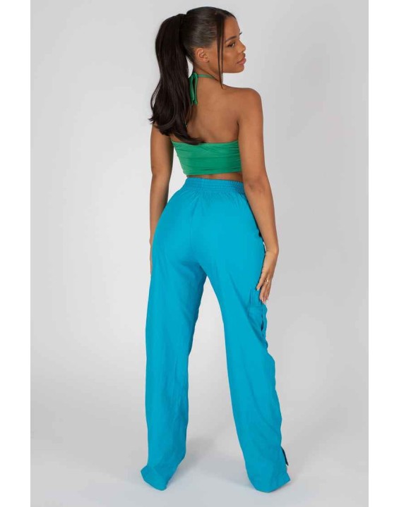 Slinky Loop Ruching Crop Top Green