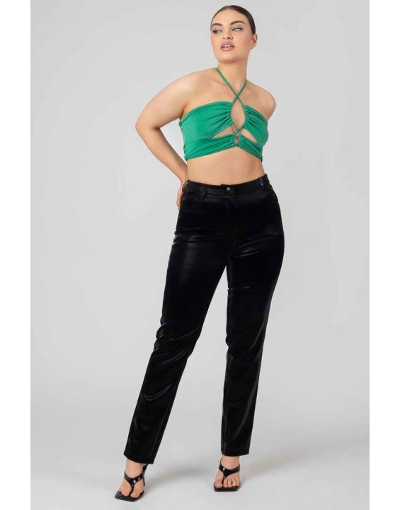 Slinky Loop Ruching Crop Top Green