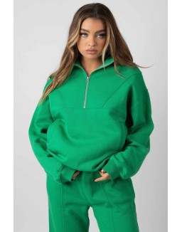 Oversized Half Zip Pullover Sweat Green