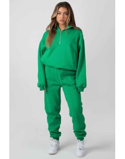 Oversized Half Zip Pullover Sweat Green
