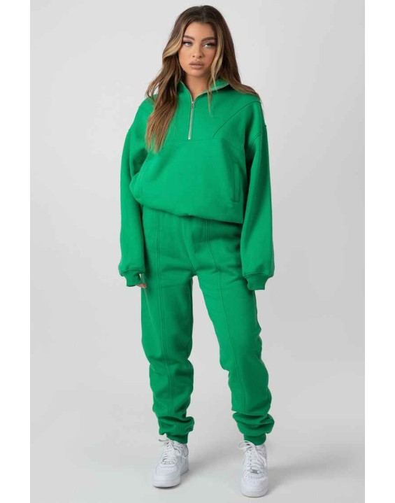 Oversized Half Zip Pullover Sweat Green