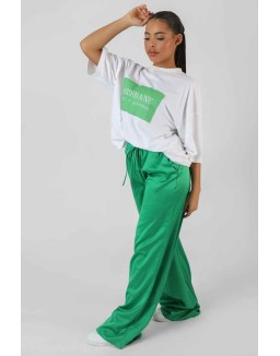 Satin Wide Leg Trousers Green