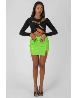 Pu Mini Skirt Green
