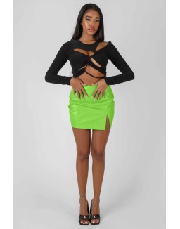 Pu Mini Skirt Green