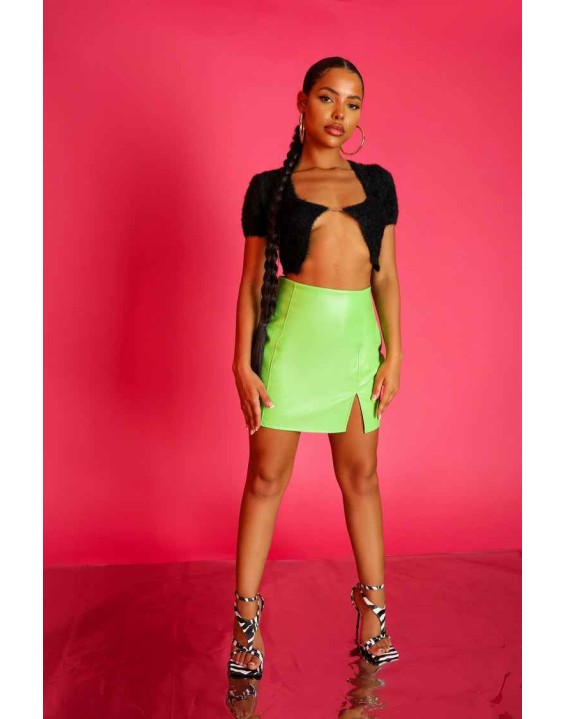 Pu Mini Skirt Green
