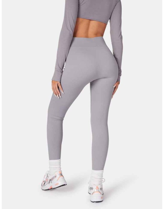 Kaiia Premium Rib Seamless Leggings Grey