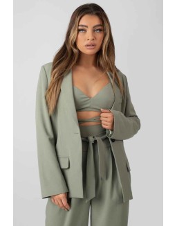 Premium Obi Belt Blazer Sage