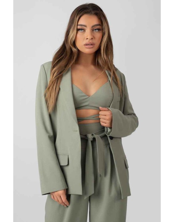 Premium Obi Belt Blazer Sage