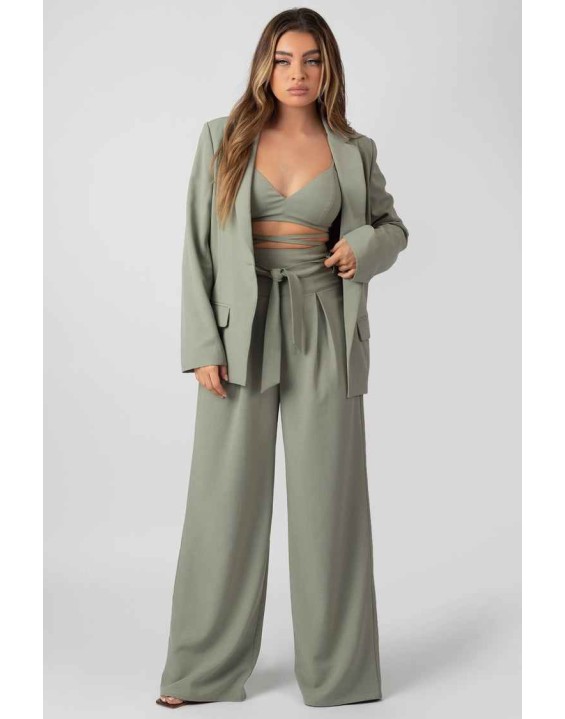 Premium Obi Belt Blazer Sage