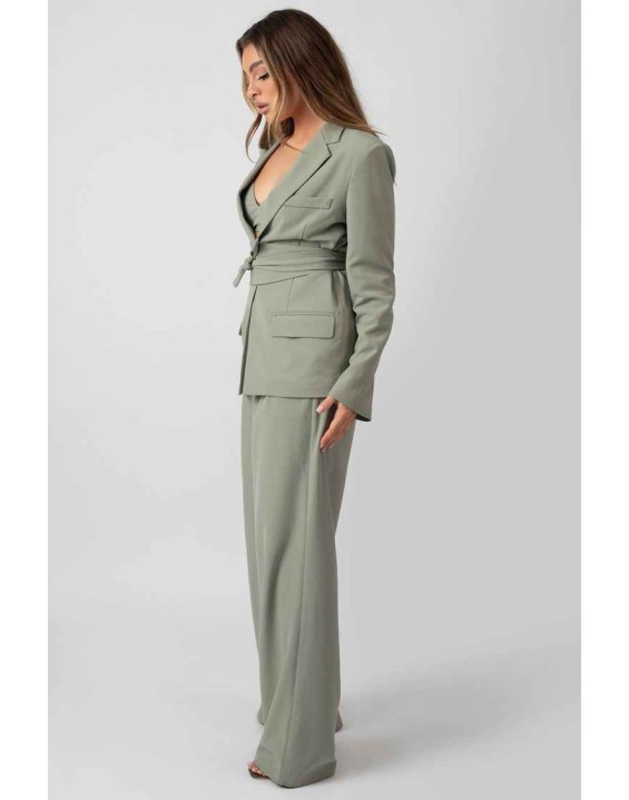 Premium Obi Belt Blazer Sage