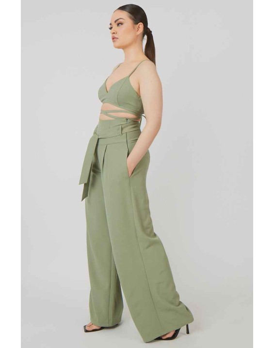 Premium Tie Wrap Detail Bralet Sage