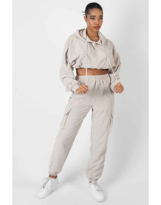 Cord Pocket Detail Joggers Ecru