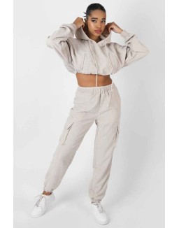 Cord Pocket Detail Joggers Ecru