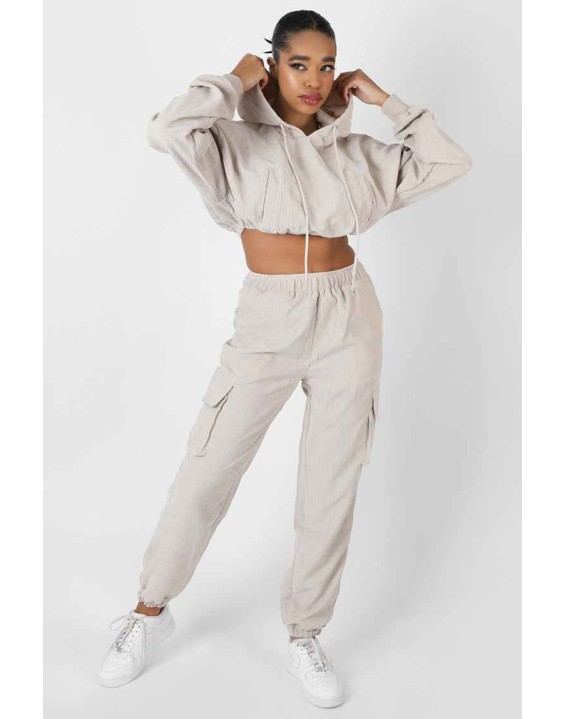 Cord Pocket Detail Joggers Ecru