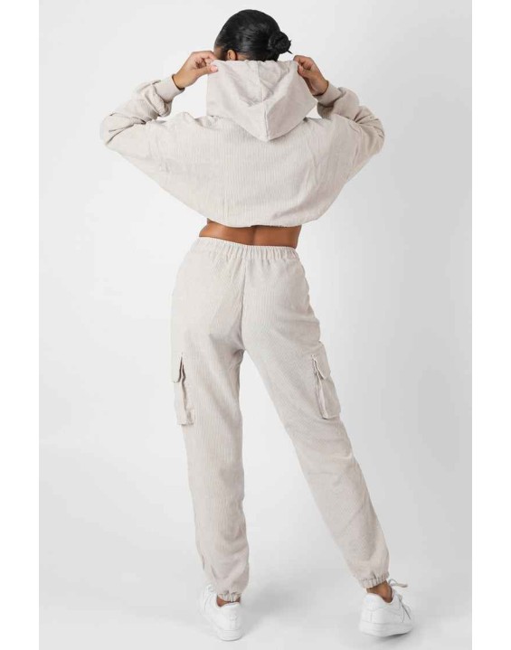 Cord Pocket Detail Joggers Ecru