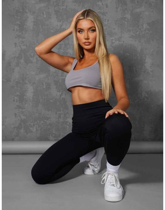 Raw Hem Scoop Neck Crop Top Grey