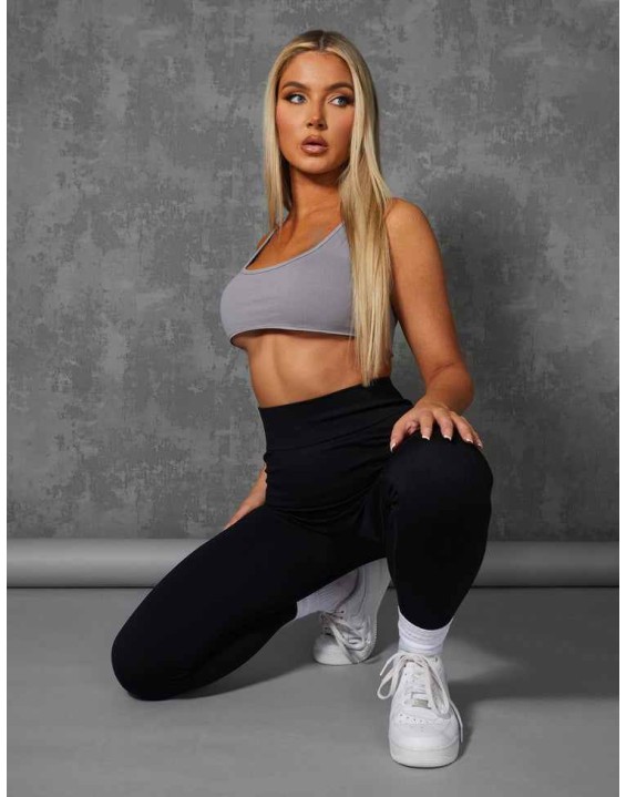 Raw Hem Scoop Neck Crop Top Grey
