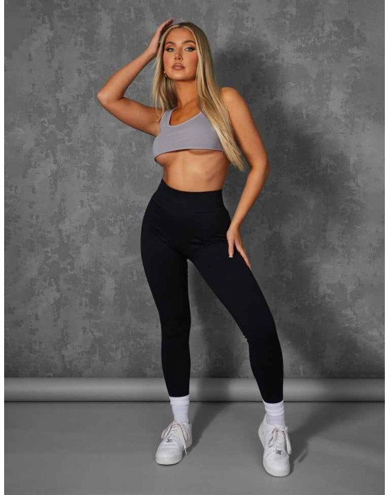 Raw Hem Scoop Neck Crop Top Grey