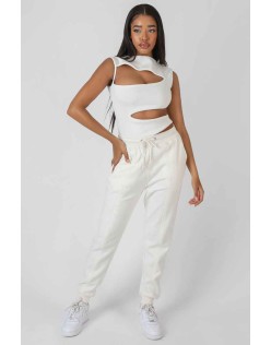 Oversized Fit Seam Front 90S Joggers Ecru