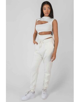 Oversized Fit Seam Front 90S Joggers Ecru