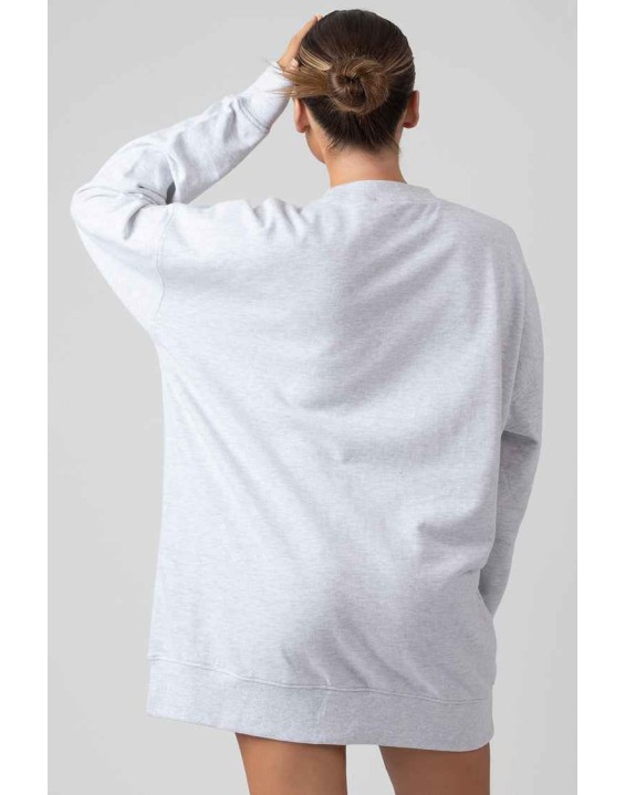 Oversized Graphic Sweater Dress Grey Marl