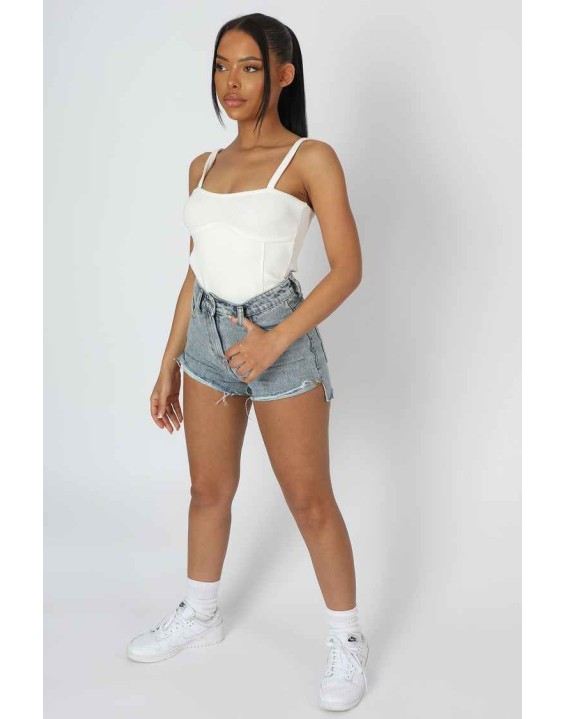 Strappy Corset Bodysuit Ecru