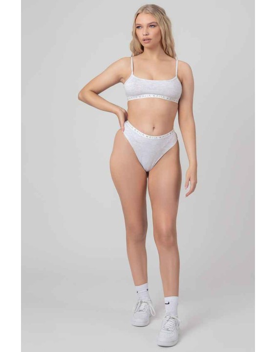 Kaiia Elastic Highwaisted Brief Grey Marl