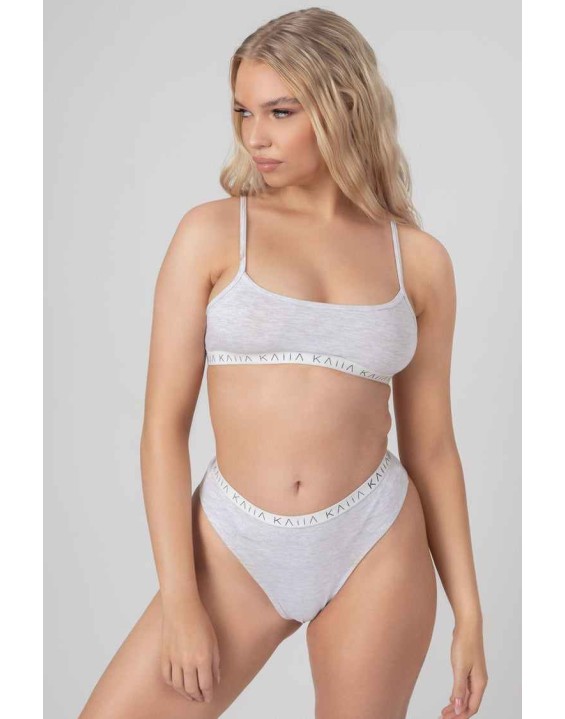 Kaiia Elastic Highwaisted Brief Grey Marl