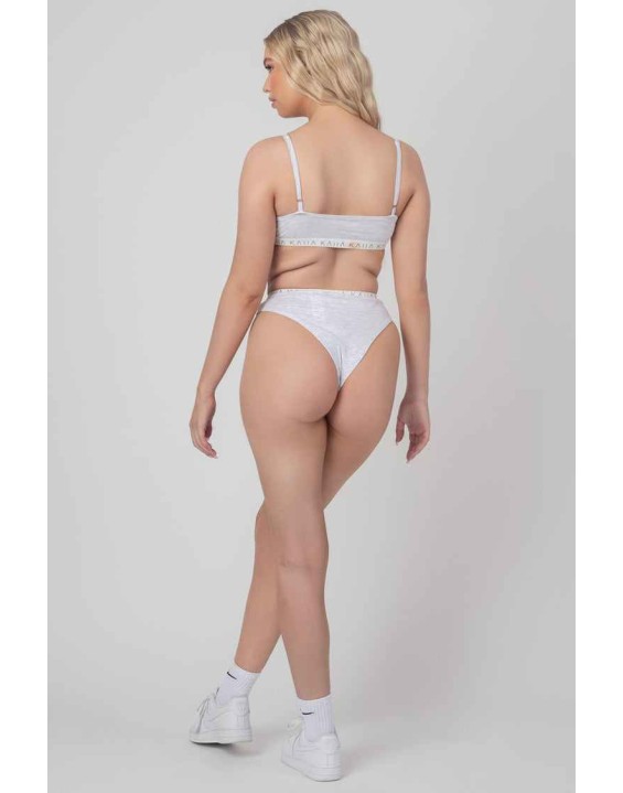 Kaiia Elastic Highwaisted Brief Grey Marl