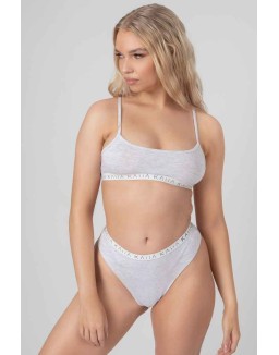 Kaiia Elastic Squareneck Bra Grey Marl